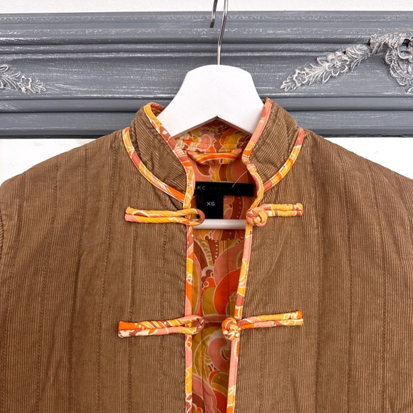 Marc Jacobs Mandarin Corduroy Quilted Frog Closure Jacket Paisley Lining XS - Picture 3 of 9